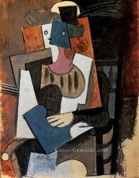 Femme au chapeau eine Wolke assise dans un fauteuil 1919 Kubismus Ölgemälde